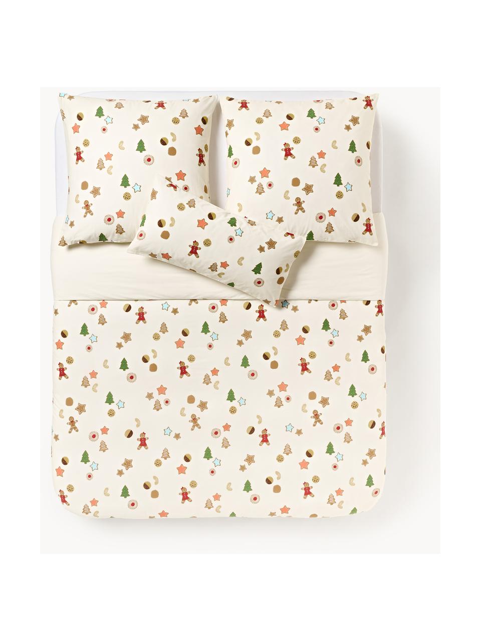 Housse de couette en percale de coton au design Cookies de Kera Till, Blanc cassé, multicolore, larg. 200 x long. 200 cm