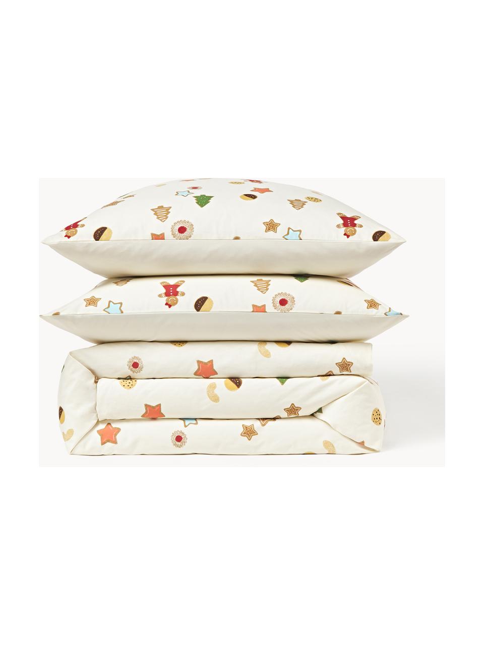 Housse de couette en percale de coton au design Cookies de Kera Till, Blanc cassé, multicolore, larg. 200 x long. 200 cm