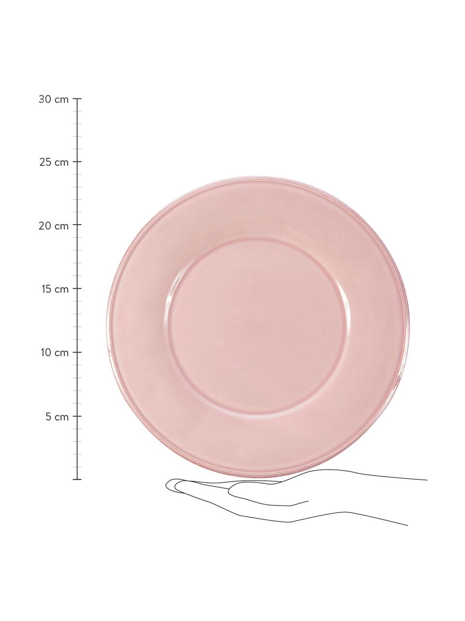 Snídaňový talíř ve venkovském stylu Constance, 2 ks, Kamenina, Růžová, Ø 24 cm