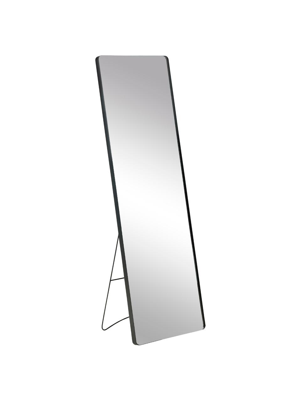 Eckiger Standspiegel Stefo mit schwarzem Metallrahmen, Rahmen: Metall, beschichtet, Spiegelfläche: Spiegelglas, Schwarz, B 45 x H 140 cm