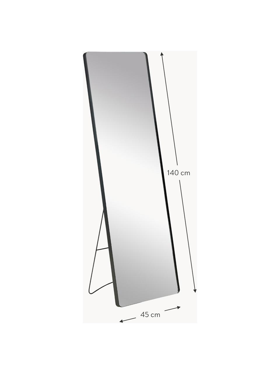 Eckiger Standspiegel Verdal, Rahmen: Metall, beschichtet, Spiegelfläche: Spiegelglas, Schwarz, B 45 x H 140 cm