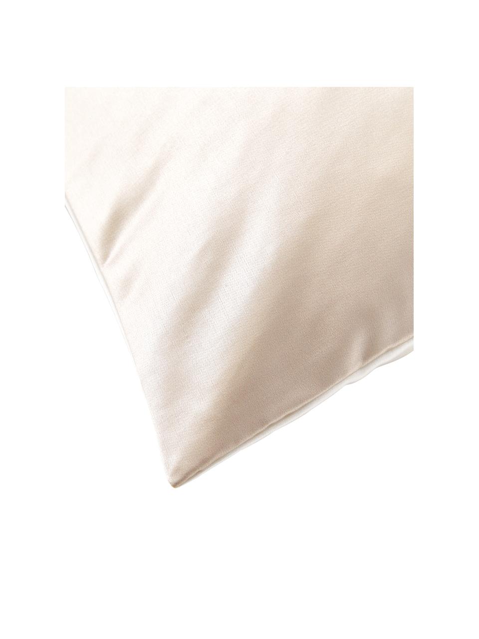 Federa arredo effetto seta con motivo catena Chiarina, 100% poliestere, Bianco, beige, Larg. 45 x Lung. 45 cm