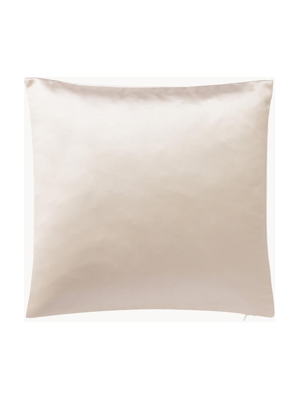 Funda de cojín efecto seda Chiarina, 100% poliéster, Blanco, beige, An 45 x L 45 cm