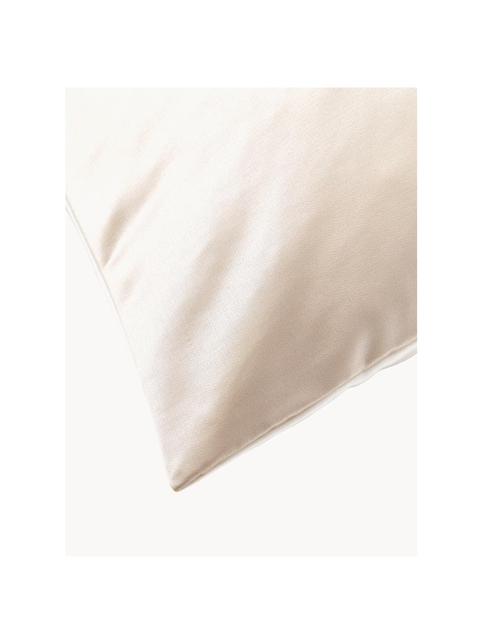 Kussenhoes Chiarina in zijdelook met kettingprint, 100% polyester, Wit, beige, B 45 x L 45 cm