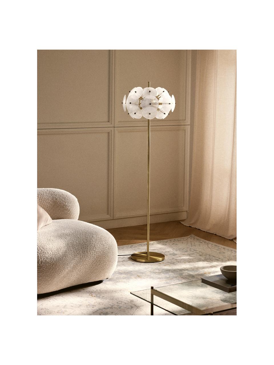 Lampa podłogowa ze szkła Mireille, Transparentny, odcienie złotego, W 155 cm