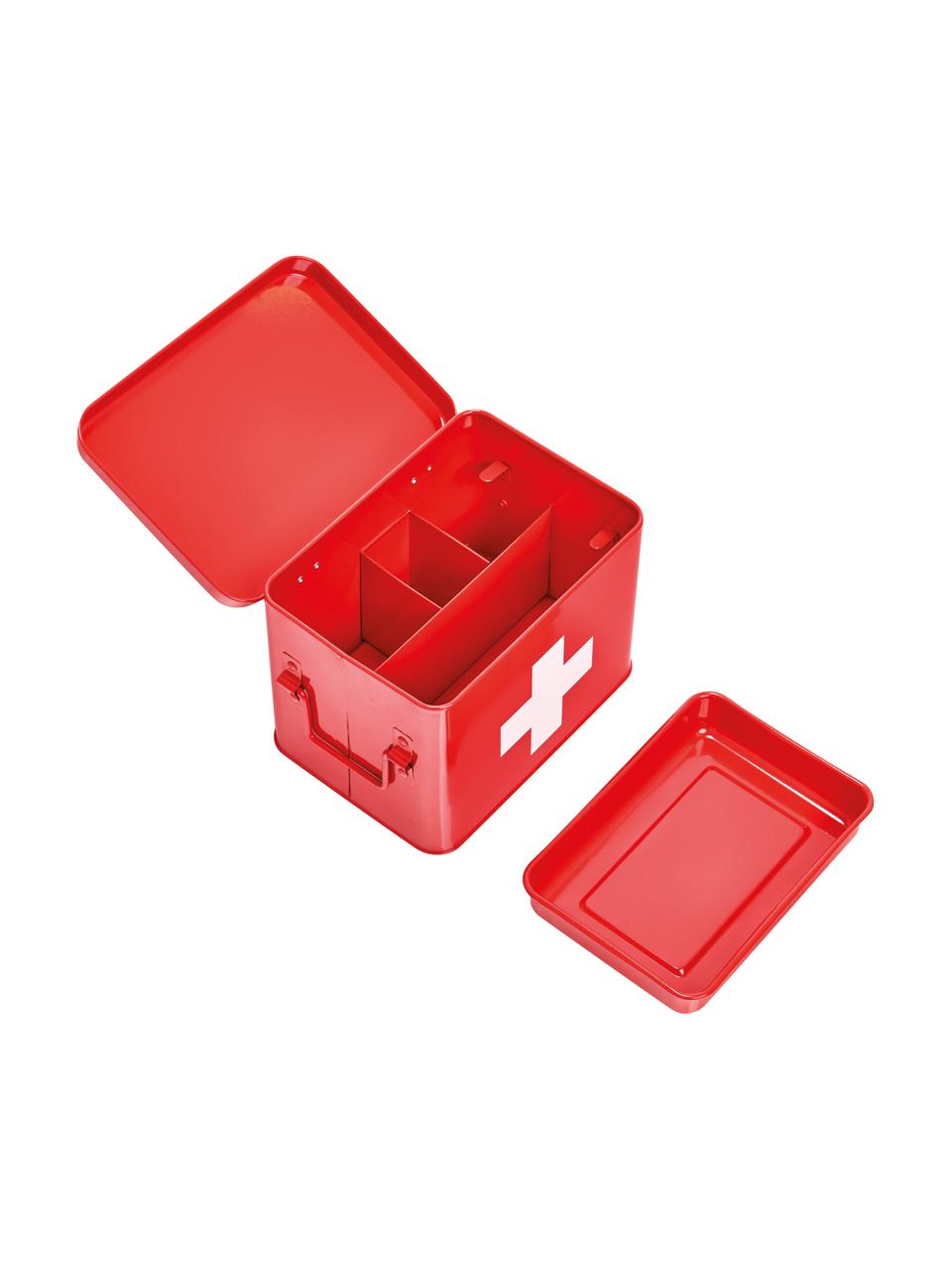 Aufbewahrungsbox Medizina, Metall, beschichtet, Rot, Weiß, B 23 x H 16 cm