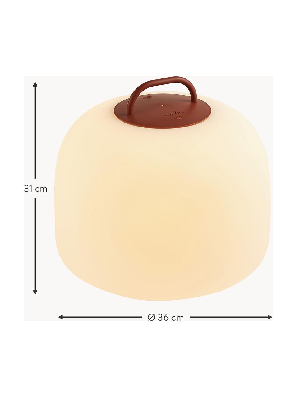 Lampada portatile per esterni a LED con luce regolabile Kettle, Lampada: plastica, Bianco crema, rosso ruggine, Ø 36 x Alt. 31 cm