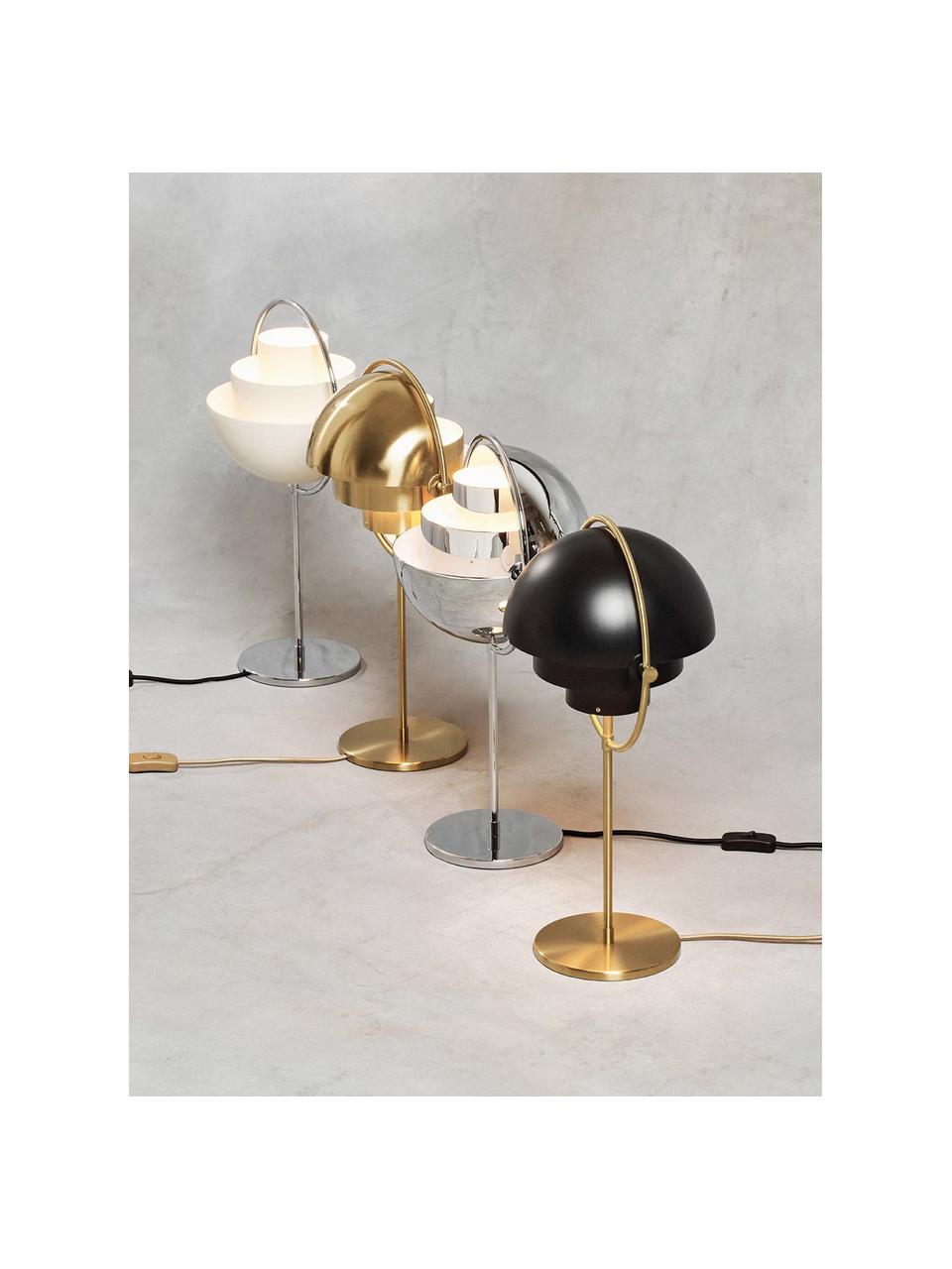 Grote verstelbare tafellamp Multi-Lite, Gecoat aluminium, Zwart mat, goudkleurig mat, Ø 24 x H 50 cm