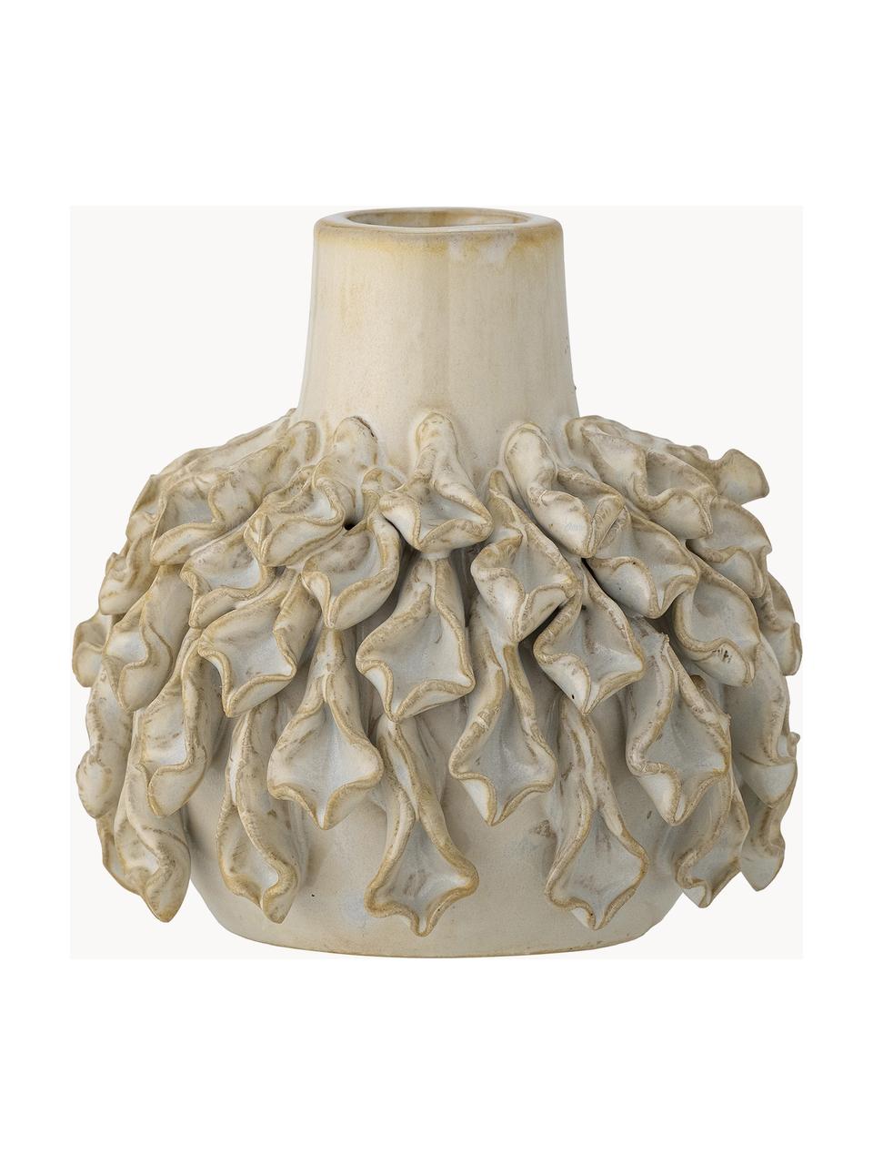 Ručne vyrobená váza Mokua, Kamenina, Béžová, Ø 13 x V 13 cm