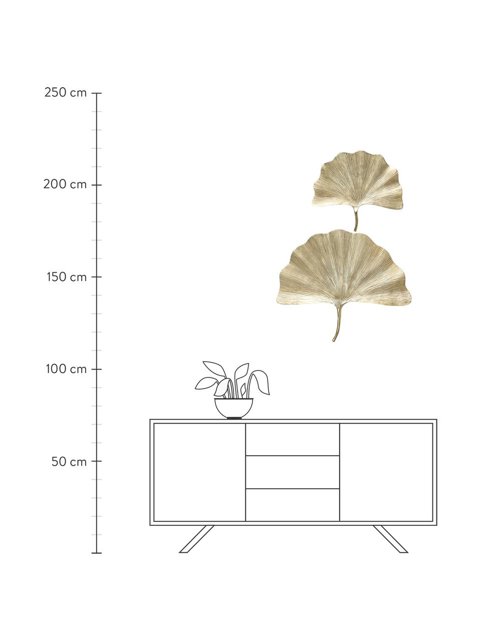 Komplet dekoracji ściennych z powlekanego aluminium Ginkgo, 2 elem., Aluminium powlekane, Odcienie mosiądzu, Komplet z różnymi rozmiarami