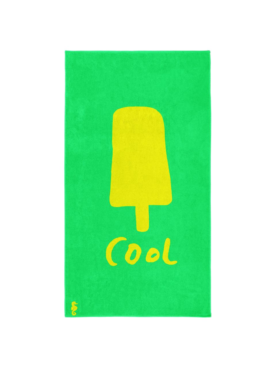 Ręcznik plażowy Popsicle, 100% egipska bawełna, materiał o średniej gramaturze, 420 g/m², Zielony, żółty, S 100 x D 180 cm