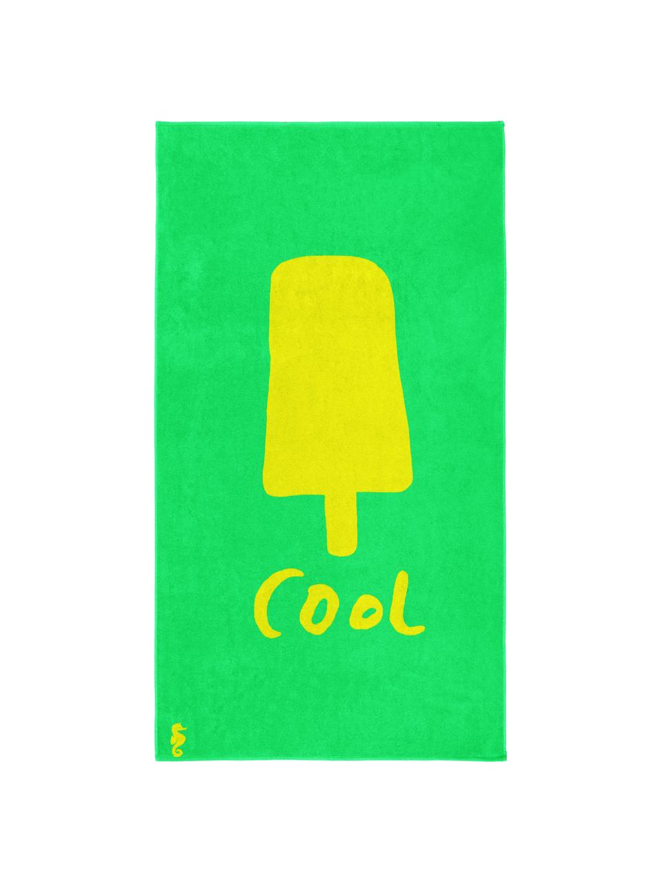 Serviette de plage design Popsicle, Vert, jaune, 100 x 180 cm