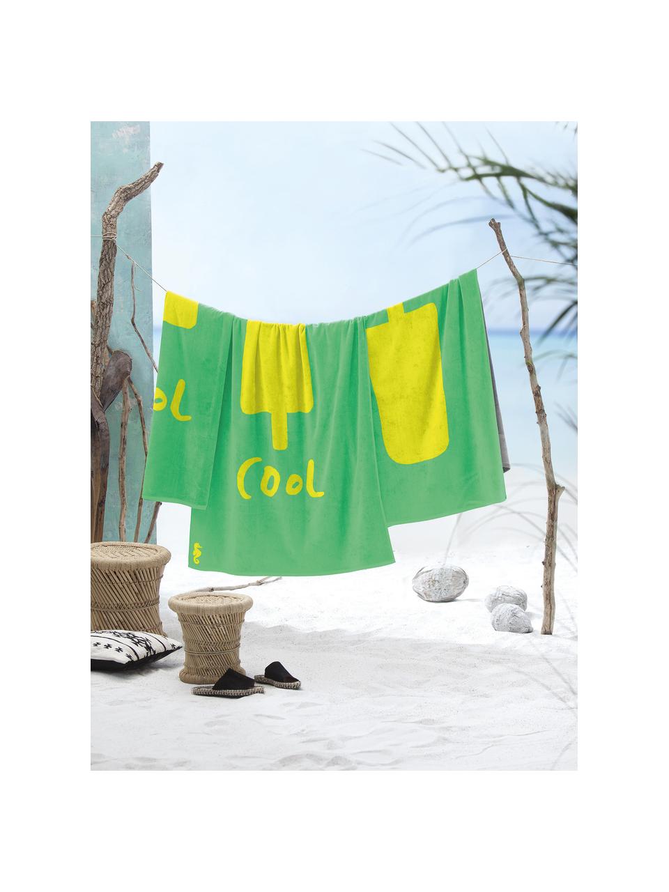 Serviette de plage design Popsicle, Vert, jaune, 100 x 180 cm