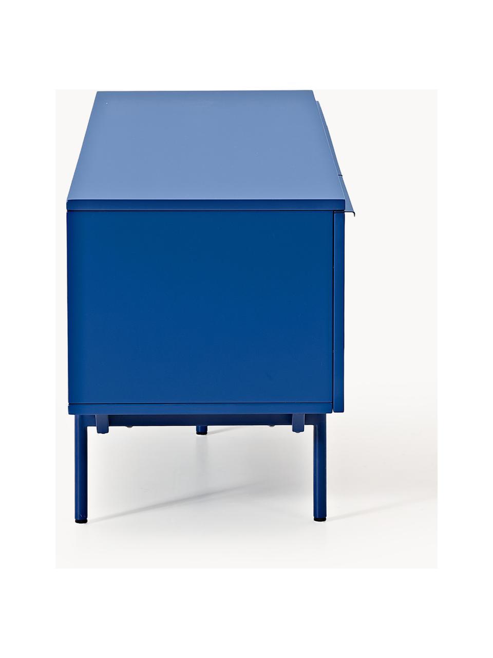 Credenza bassa in legno Elona, Blu elettrico, Larg. 180 x Alt. 55 cm