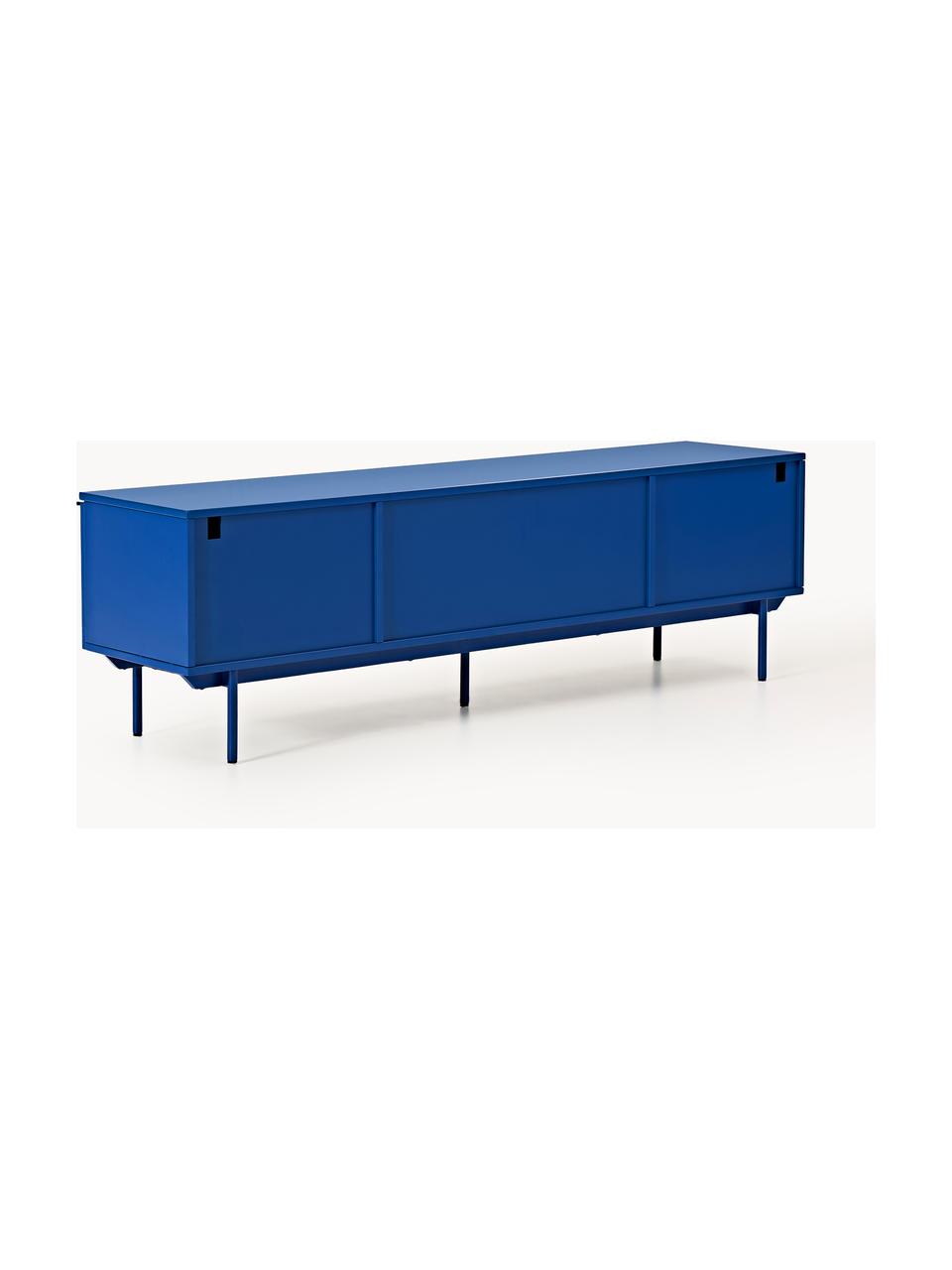 Meuble bas en bois Elona, Bleu roi, larg. 180 x haut. 55 cm