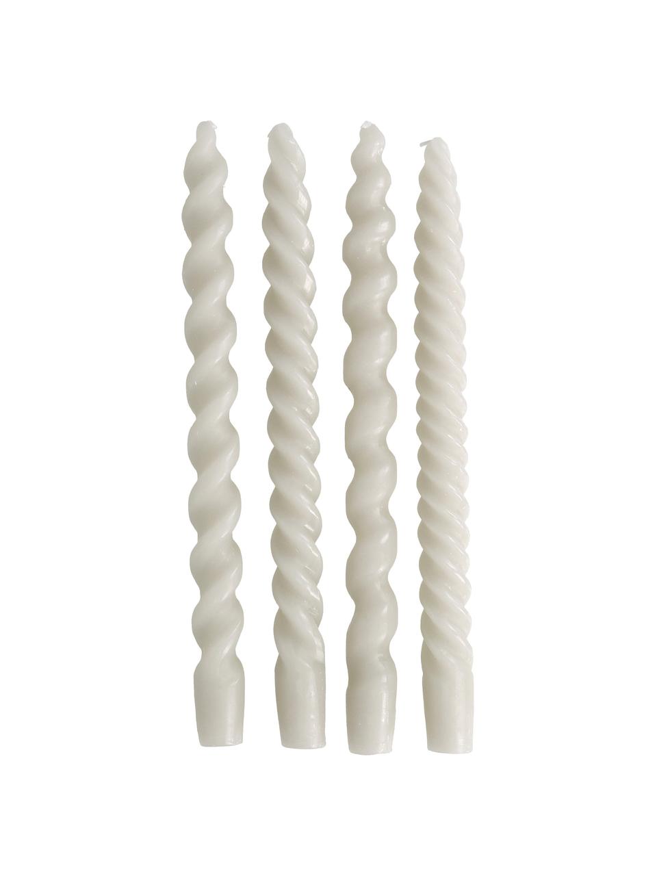Chandelles Spiral, 4 pièces, Cire, Gris clair, Ø 2,5 x haut. 31 cm