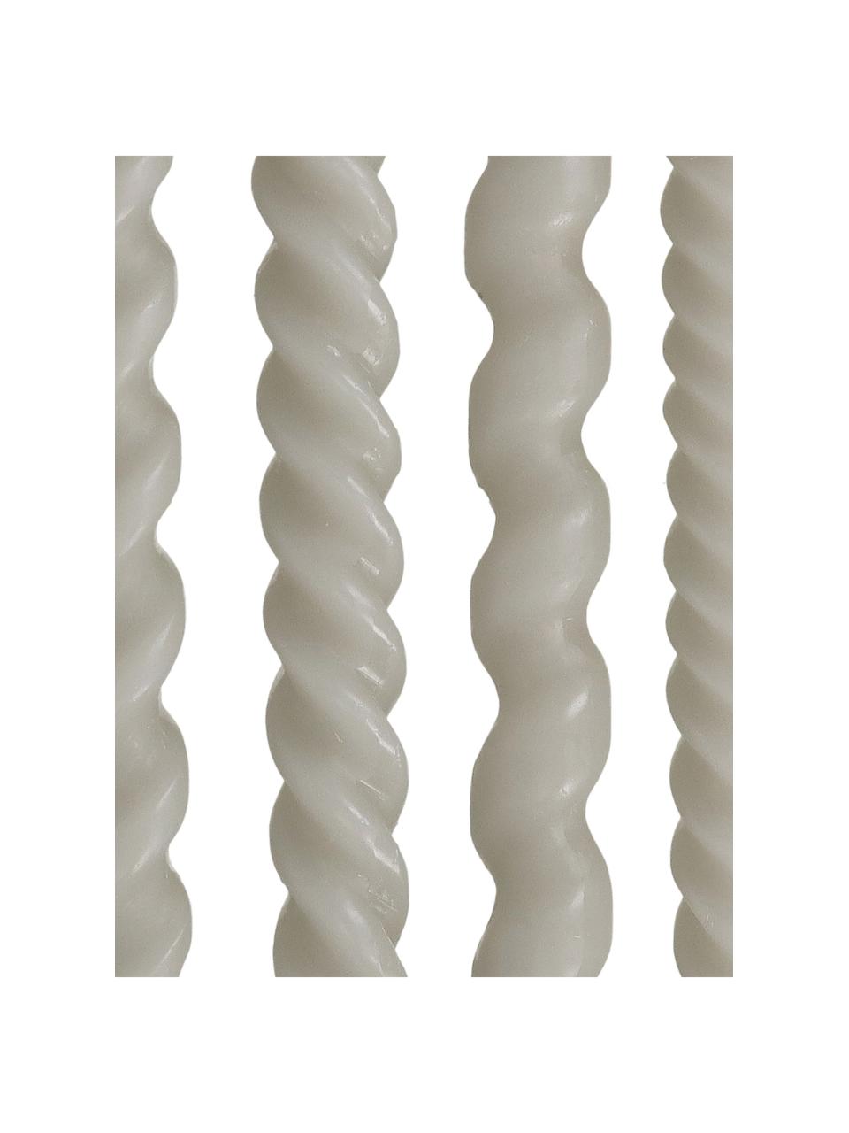 Steekkaarsen Spiral, set van 4, Was, Lichtgrijs, H 31 cm