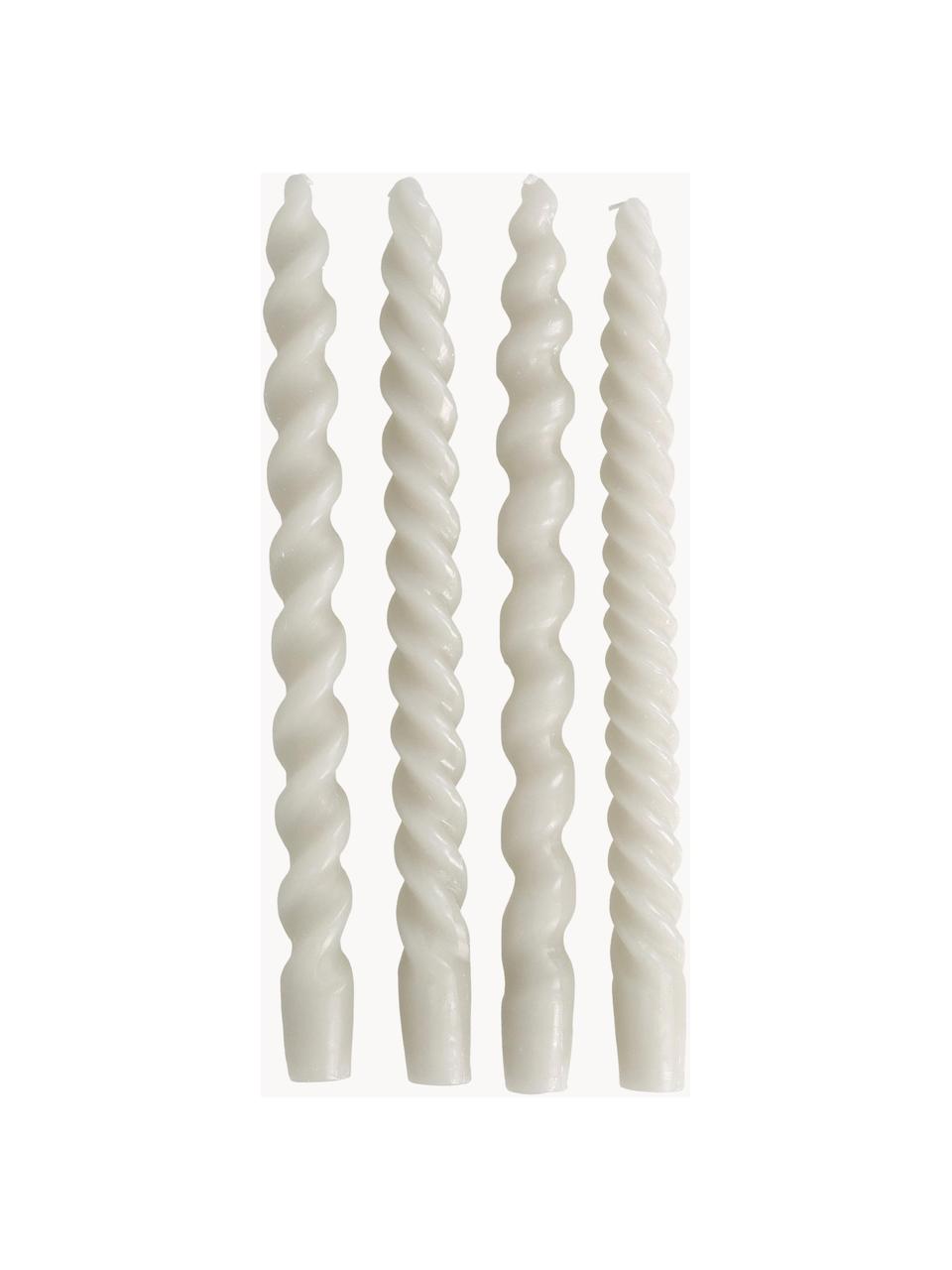 Set 4 candele bastoncino Spiral, Cera, Grigio chiaro, Alt. 31 cm