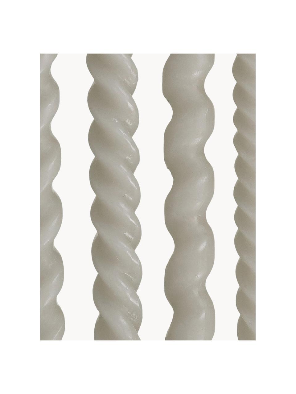 Set 4 candele bastoncino Spiral, Cera, Grigio chiaro, Alt. 31 cm