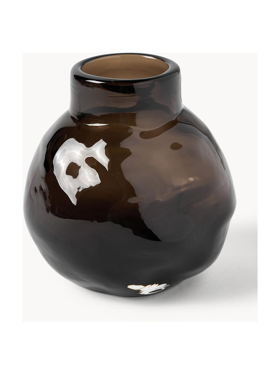 Glas-Vase Bunch, H 12 cm, Glas, Greige, semi-transparent, Ø 12 x H 12 cm