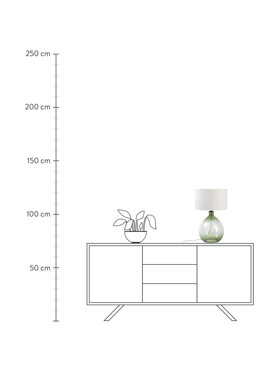 Grote tafellamp Zoya met glazen voet, Lampenkap: textiel (100% polyester), Lampvoet: glas, Groen, wit, Ø 30 x H 51 cm