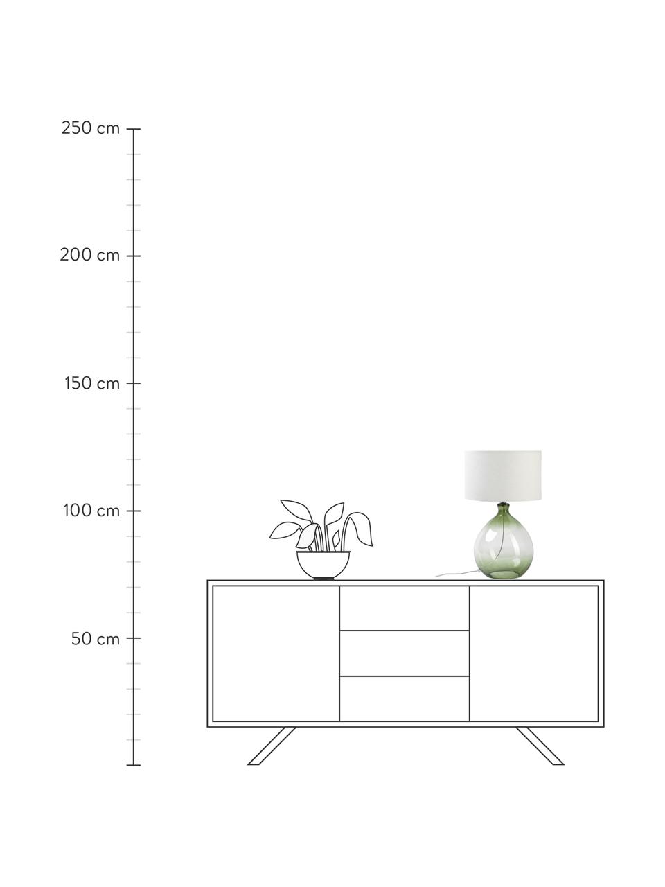 Lampada da tavolo con base in vetro Zoya, Paralume: tessuto (100% poliestere), Base della lampada: vetro, Bianco, verde, Ø 30 x Alt. 51 cm