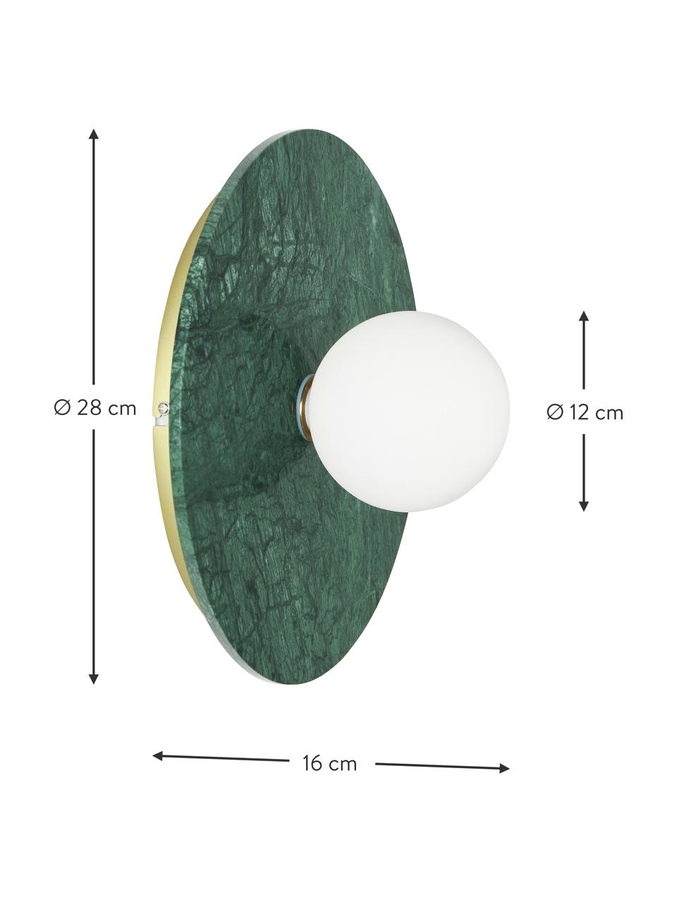 Aplique / Plafón de mármol Cehlani, Pantalla: vidrio opalino, Anclaje: mármol, Verde, veteado, Ø 28 x Al 16 cm