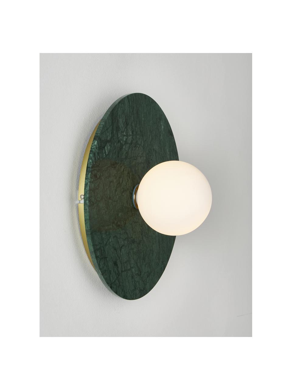 Aplique / Plafón de mármol Cehlani, Pantalla: vidrio opalino, Anclaje: mármol, Verde, veteado, Ø 28 x Al 16 cm