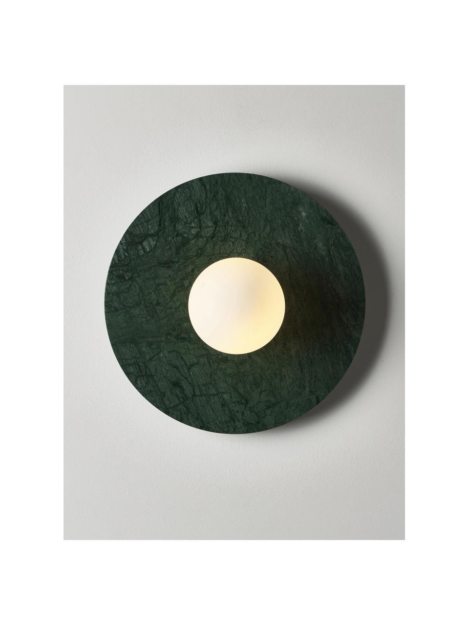 Lampada da parete e soffitto in marmo Cehlani, Paralume: vetro opale, Verde marmorizzato, Ø 28 x Alt. 16 cm