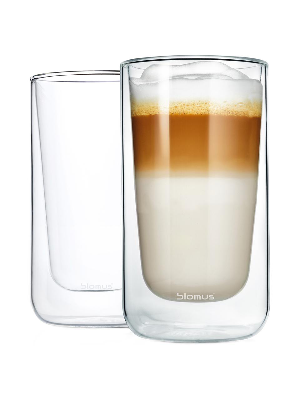 Dubbelwandige koffieglazen Nero, 2 stuks, Glas, Transparant, Ø 8 x H 14 cm, 320 ml