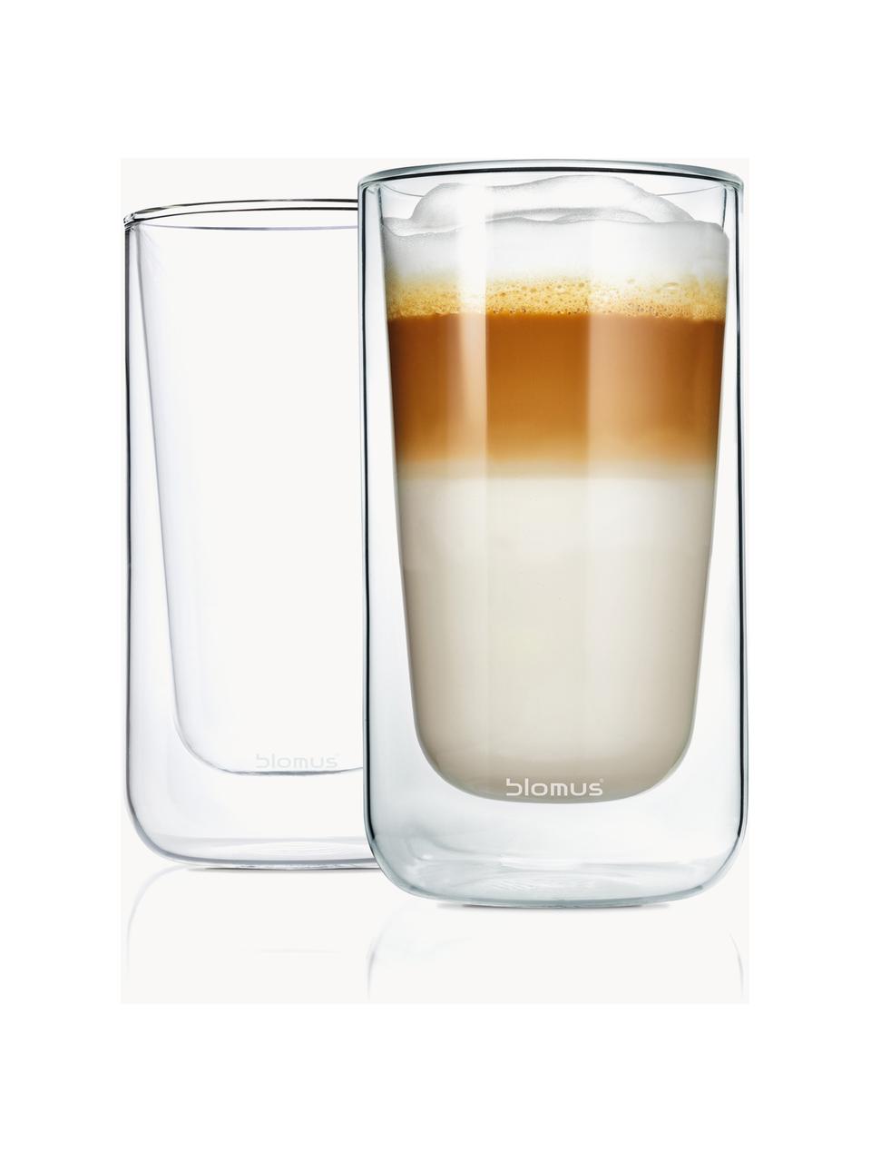 Dvojstenné sklenené poháre na kávu Nero, 2 ks, Sklo, Priehľadná, Ø 8 x V 14 cm, 320 ml