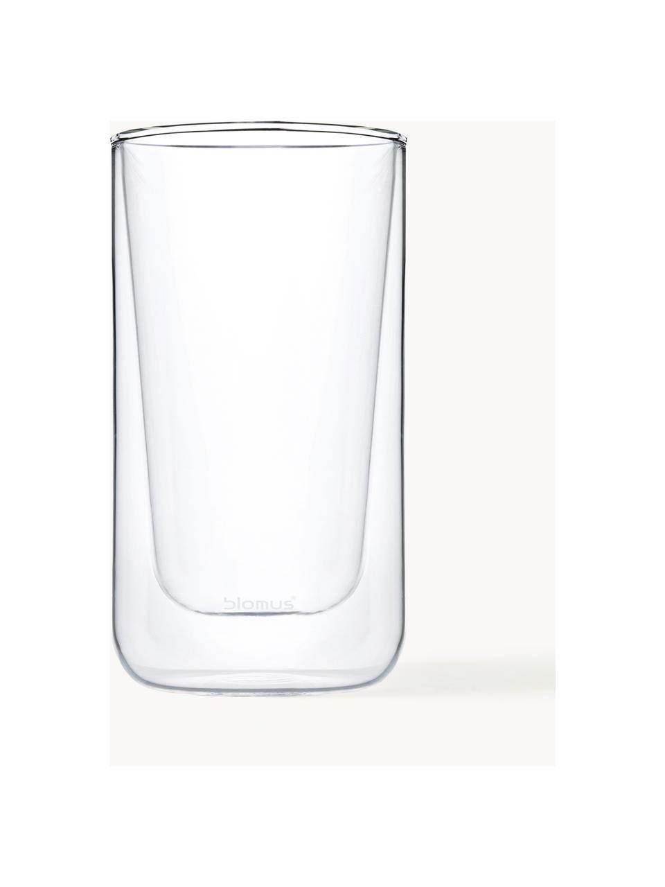 Doppelwandige Glas-Kaffeebecher Nero, 2 Stück, Glas, Transparent, Ø 8 x H 14 cm, 320 ml