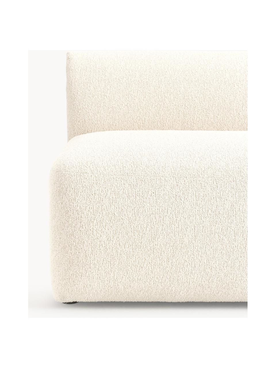 Szezlong modułowy bouclé Sofia, Tapicerka: bouclé (100% poliester) D, Stelaż: drewno świerkowe z certyf, Nogi: tworzywo sztuczne, Bouclé w odcieniu złamanej bieli, S 160 x G 103 cm, oparcie lewostronne