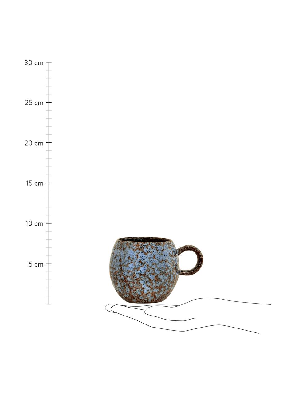 Handgemachte Tasse Paula mit effektvoller Glasur, Steingut, Blau, Braun, Ø 9 x H 8 cm, 275 ml
