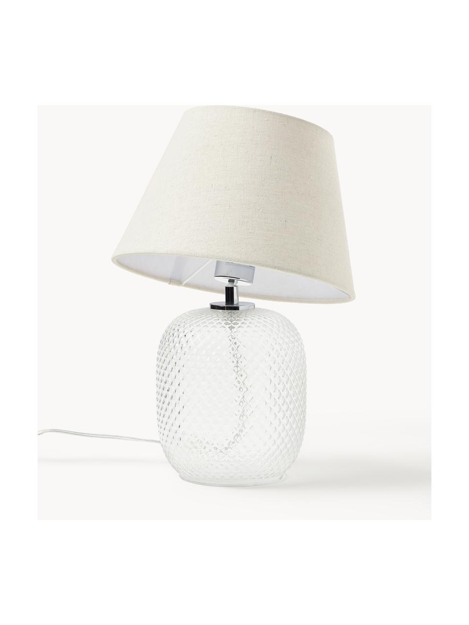 Kleine Tischlampe Cornelia, Lampenschirm: Polyester, Lampenfuß: Glas, Weiß, transparent, Ø 28 x H 38 cm