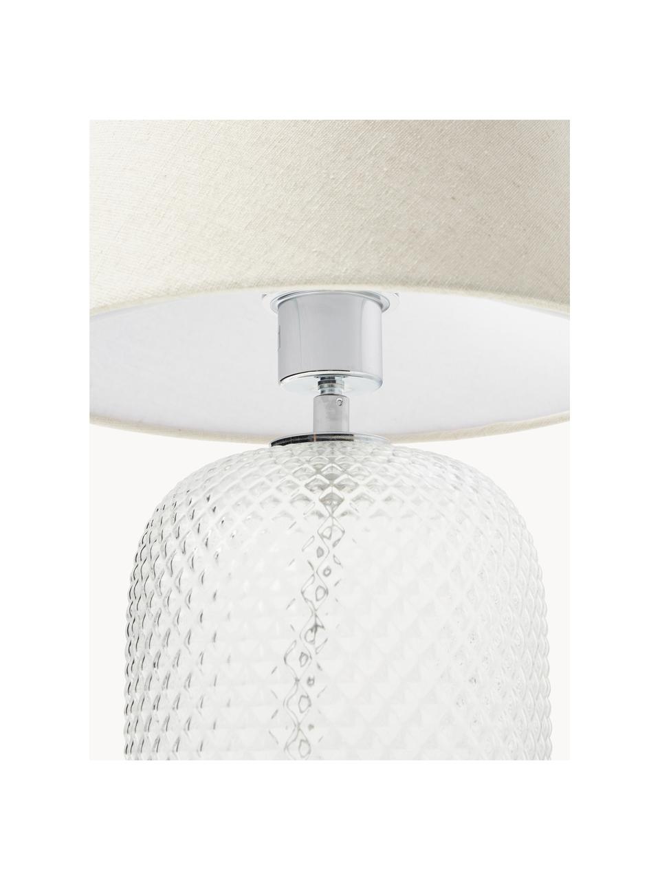 Kleine tafellamp Cornelia, Lampenkap: polyester, Lampvoet: glas, Wit, transparant, Ø 28 x H 38 cm