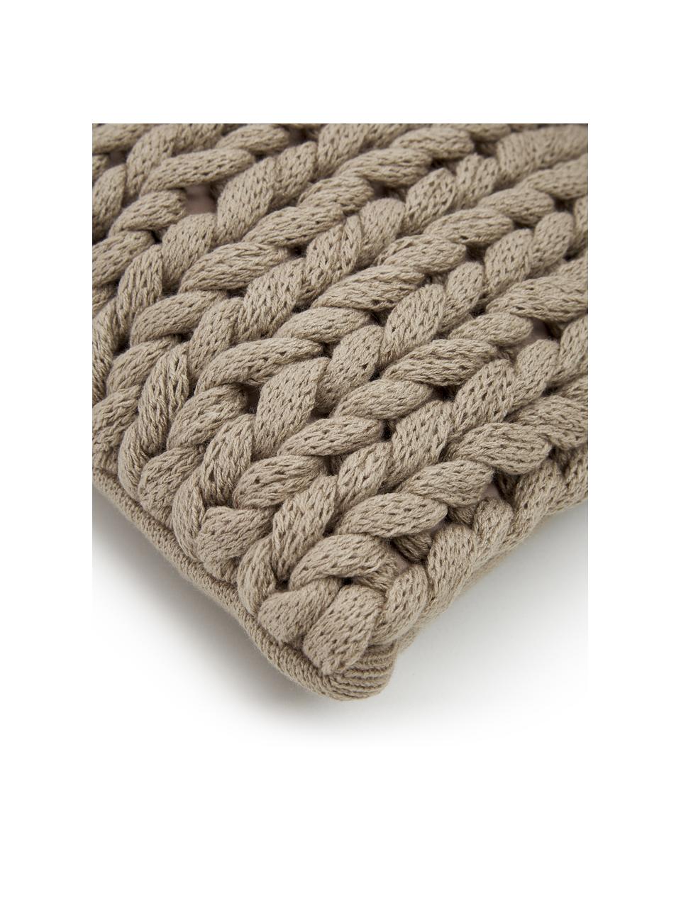 Handgemaakte grofgebreide kussenhoes Adyna in beige, 100% polyacryl, Beige, 45 x 45 cm