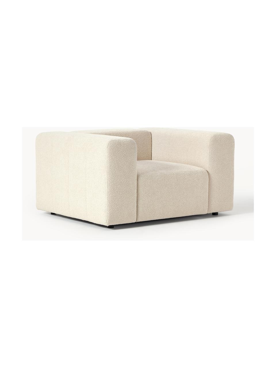 Fauteuil en tissu bouclé Lena, Bouclé beige clair, larg. 134 x prof. 106 cm