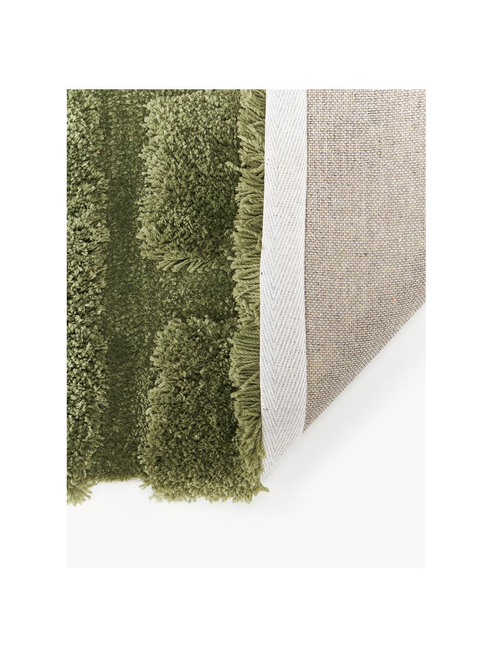 Tapis moelleux à poils longs texturé Genève, Vert foncé, larg. 80 x long. 150 cm (taille XS)