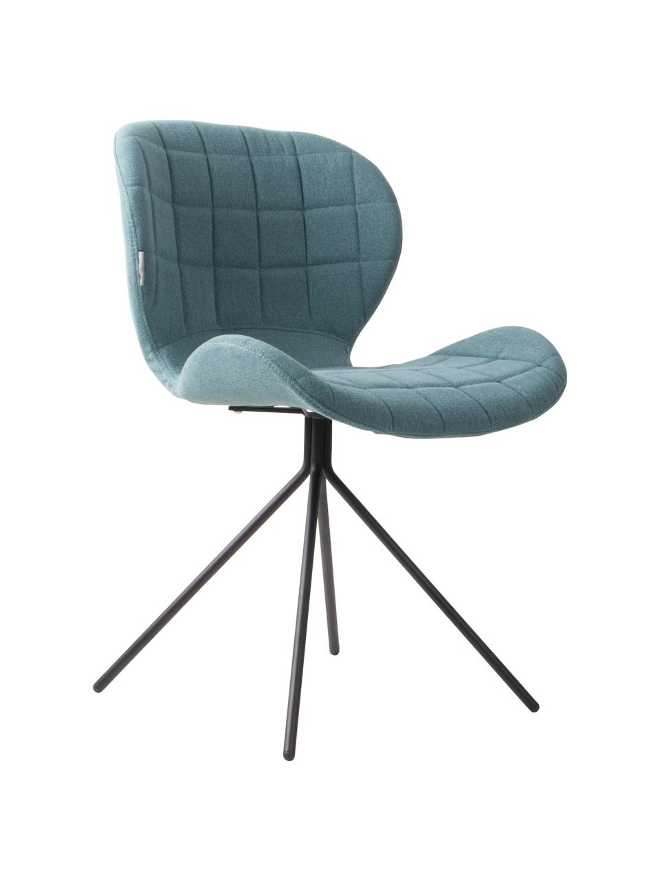 Gestoffeerde stoel OMG, Bekleding: polyester, Frame: gepoedercoat staal, Petrolkleurig, 51 x 80 cm