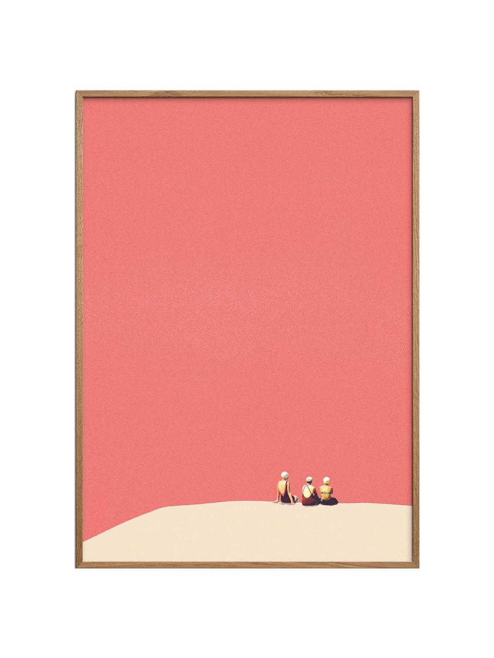 Poster Three Little Birds, Rouge corail, beige, Ø 30 x haut. 40 cm