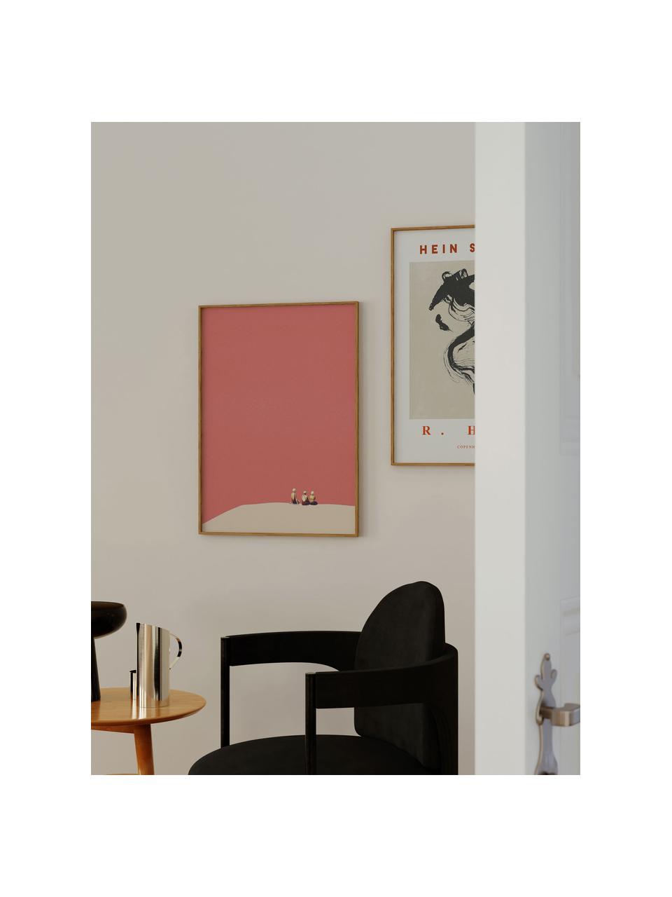 Poster Three Little Birds, Rouge corail, beige, Ø 30 x haut. 40 cm