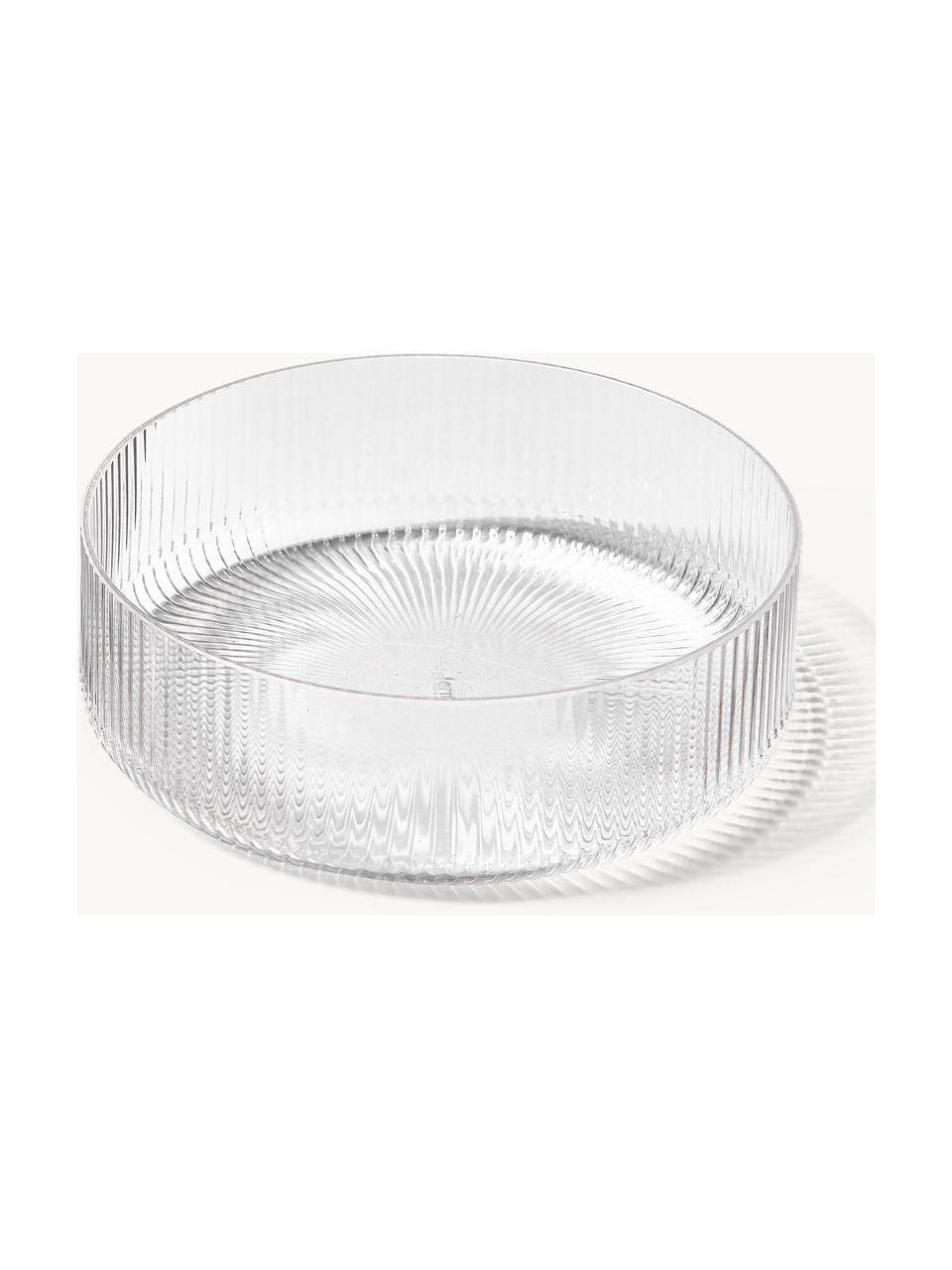 Bols striés soufflés bouche Ripple, 2 pièces, Verre, soufflé bouche, Transparent, haute brillance, Ø 12 cm