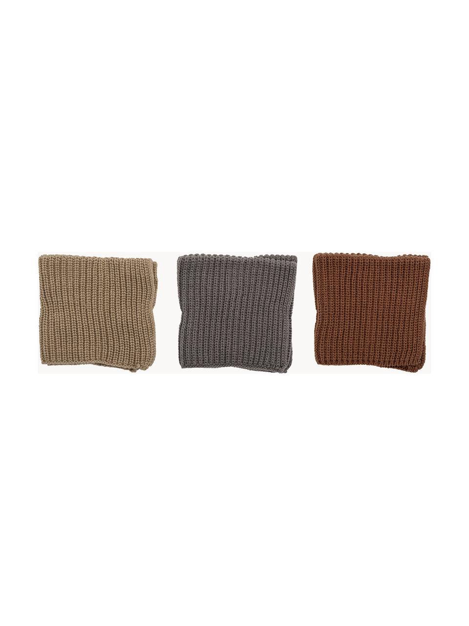 Set de paños de cocina Ninna, 3 pzas., 100% algodón, Beige, gris oscuro, marrón, An 27 x L 27 cm