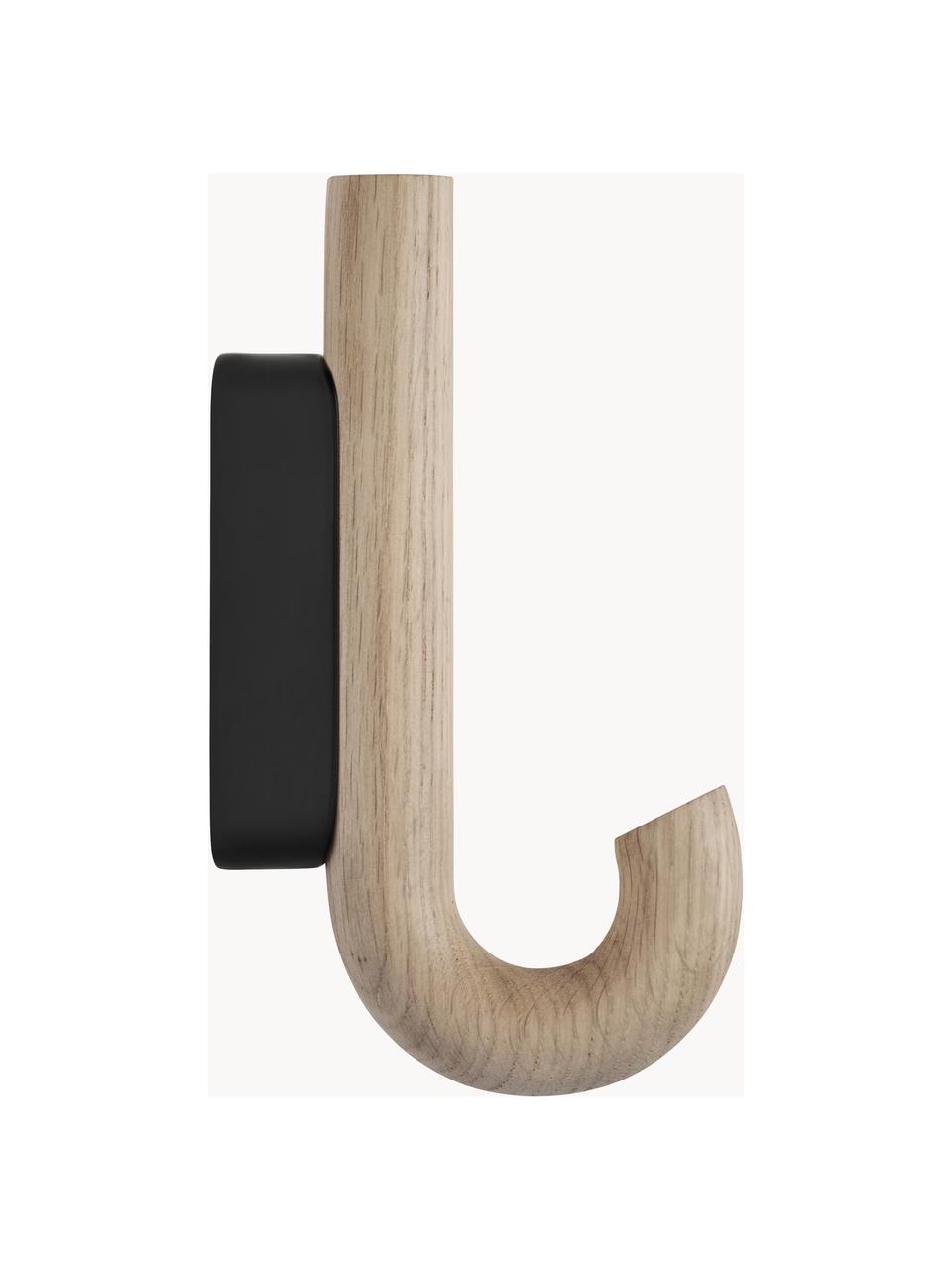 Colgador de madera de roble Umbrella, tamaños diferentes, Anclaje: acero recubierto, Madera de roble, negro, An 6 x Al 13 cm