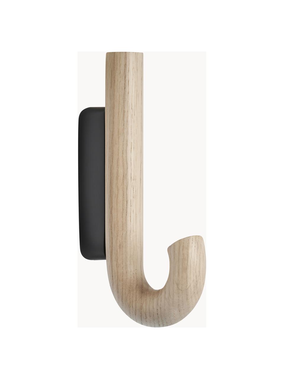 Colgador de madera de roble Umbrella, tamaños diferentes, Anclaje: acero recubierto, Madera de roble, negro, An 6 x Al 13 cm