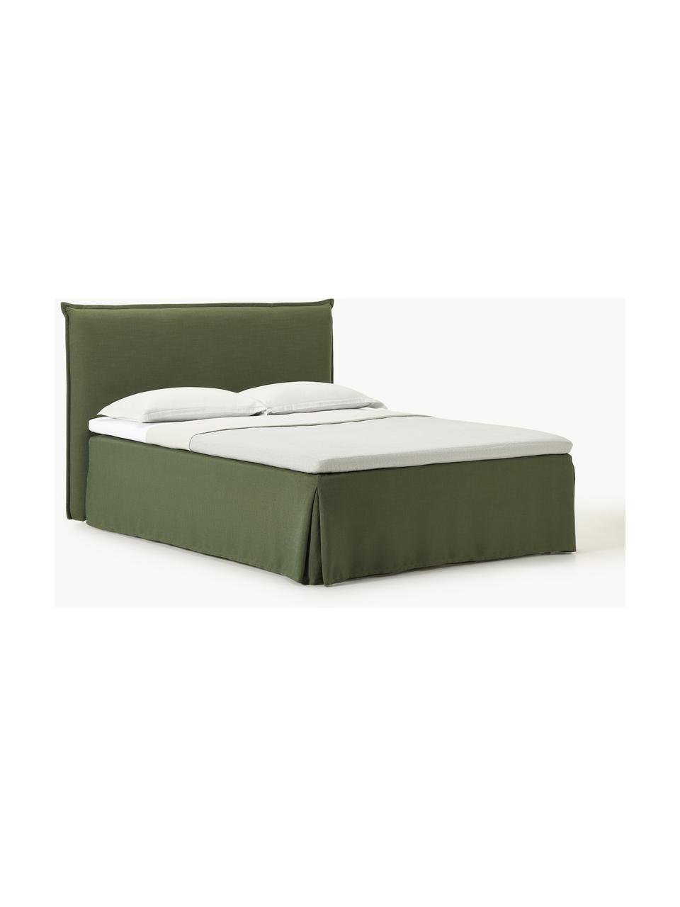 Letto boxspring Viola, Rivestimento: 54% poliestere, 36% visco, Materasso: nucleo di molle insacchet, Piedini: legno di betulla Questo p, Tessuto verde scuro, Larg. 140 x Lung. 200 cm, grado di durezza H2