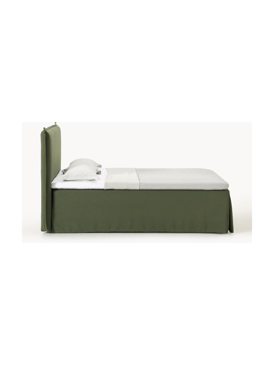 Letto boxspring Viola, Rivestimento: 54% poliestere, 36% visco, Materasso: nucleo di molle insacchet, Piedini: legno di betulla Questo p, Tessuto verde scuro, Larg. 140 x Lung. 200 cm, grado di durezza H2