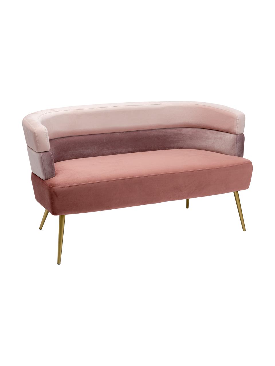 Sofa z aksamitu Sandwich (2-osobowa), Tapicerka: aksamit poliestrowy, Nogi: metal malowany proszkowo, Bladoróżowy aksamit, S 125 x G 64 cm