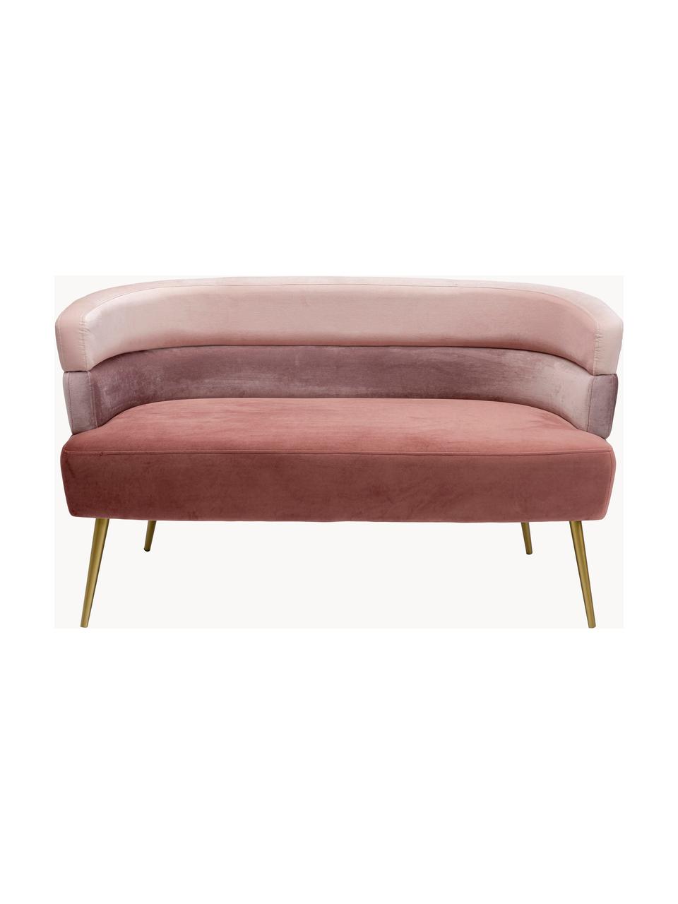 Samt-Sofa Sandwich (2-Sitzer) im Retro-Design, Bezug: Polyestersamt, Füße: Metall, pulverbeschichtet, Samt Rosatöne, B 125 x T 64 cm
